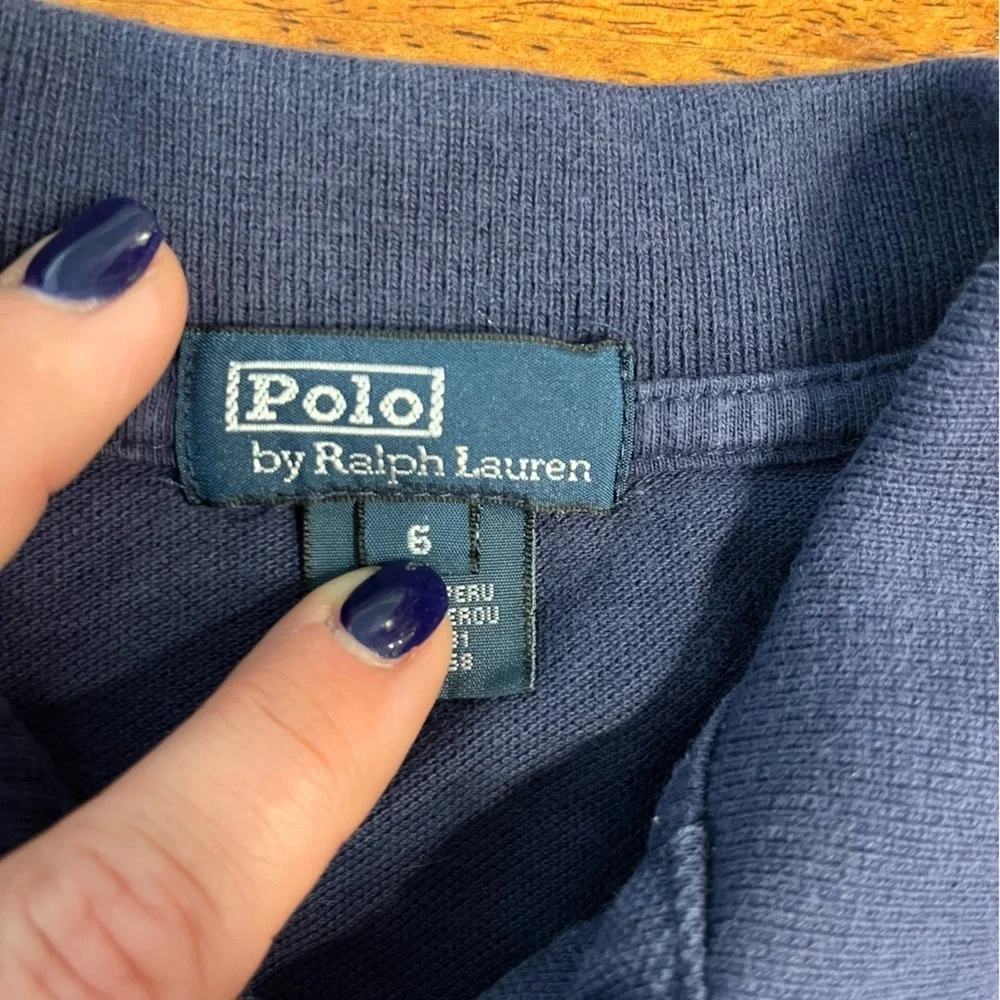 Polo Ralph Lauren Polo Shirt Navy Blue 100% cotton size 6